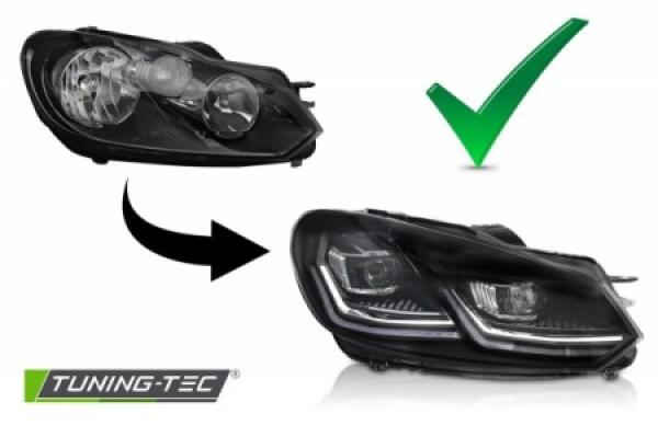 VOLL LED Upgrade Design Scheinwerfer Set passend für VW Golf 6 08-12 schwarz/chrom