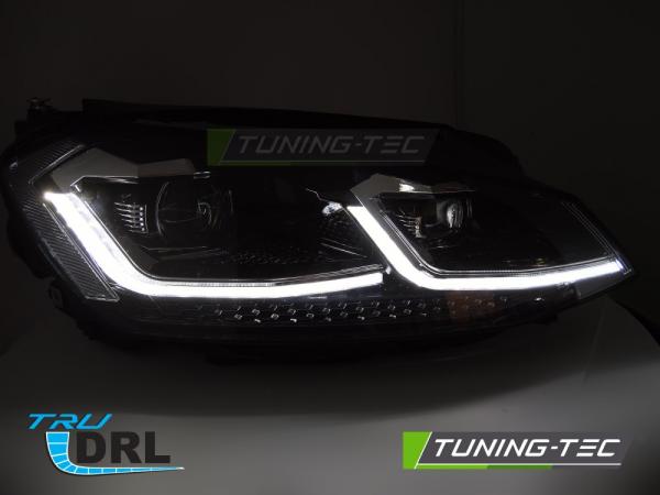 LED Tagfahrlicht Scheinwerfer Set für VW Golf 7 13-17 schwarz/chrom mit dyn. Blinker
