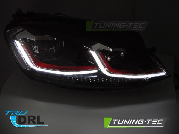 LED Tagfahrlicht Scheinwerfer Set für VW Golf 7 13-17 schwarz/rot/chrom mit dyn. Blinker