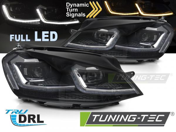 Voll LED Tagfahrlicht Scheinwerfer Set für VW Golf 7 13-17 schwarz/chrom mit dyn. Blinker