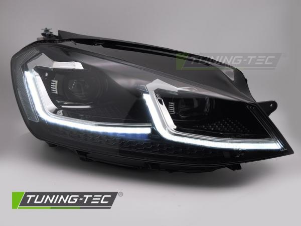 Voll LED Tagfahrlicht Scheinwerfer Set für VW Golf 7 13-17 schwarz/chrom mit dyn. Blinker