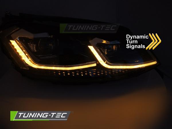 LED Tagfahrlicht Scheinwerfer Set für VW Golf 7 17-19 schwarz/chrom mit dyn. Blinker