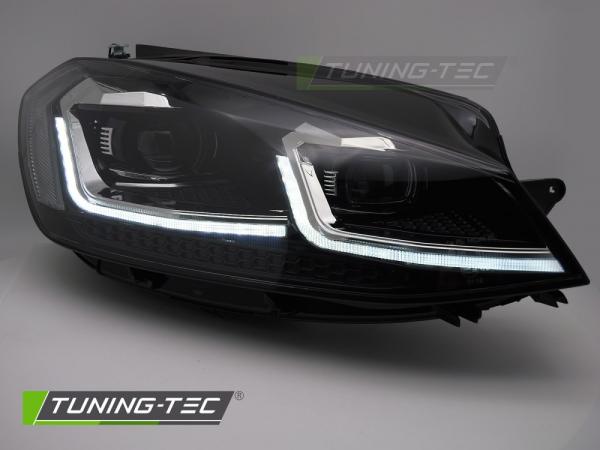 LED Tagfahrlicht Scheinwerfer Set für VW Golf 7 17-19 schwarz/chrom mit dyn. Blinker
