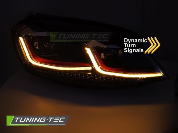 LED Tagfahrlicht Scheinwerfer Set für VW Golf 7 17-19 schwarz/rot/chrom mit dyn. Blinker