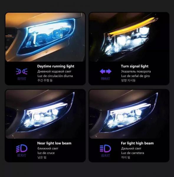 Sparpaket-Upgrade Design VOLL LED Tagfahrlicht Scheinwerfer passend für Mercedes Benz V-Klasse / Vito W447 14-23 schwarz mit LED Blinker + LED Upgrade Design Rückleuchten passend für Mercedes Benz Vito W447 14-23 schwarz/klar dynamisch