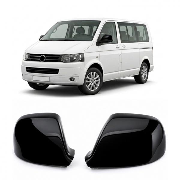 Upgrade Design Spiegelkappen Set passend für VW T5 03-09 / T5 GP (Facelift) 10-15 Hochglanz schwarz