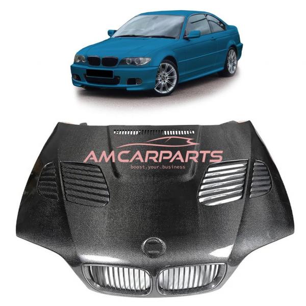 Upgrade Sport Echt-Carbon Motorhaube passend für BMW 3er E46 Coupe / Cabrio Facelift 03-05