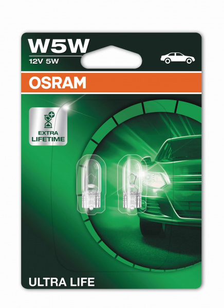 OSRAM W5W 12V 5W Glassockel Ultra LIFE Blister Set - 2 Stück