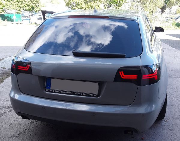 VOLL-LED Lightbar Design Rückleuchten für Audi A6 4F Avant (C6) 04-11 rot/klar dynamischer Blinker