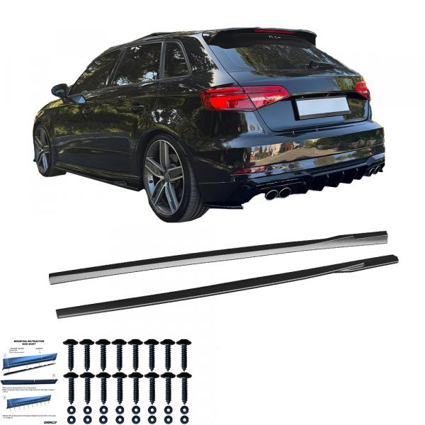 Upgrade Design Seitenschweller Set passend für Audi A3 / S3 8V Facelift 13-19 Hochglanz schwarz