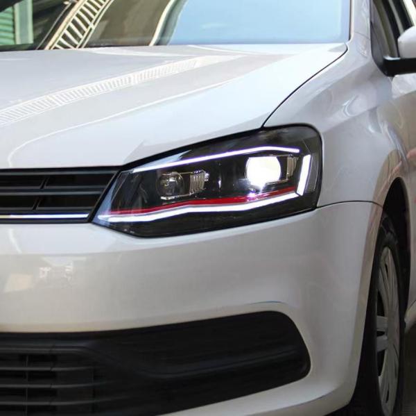 VOLL LED Upgrade Tagfahrlicht Scheinwerfer Set für VW Polo 6R / 6C 09-17 schwarz/chrom mit dyn. Blinker