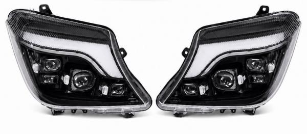 EXCLUSIVE VOLL LED Tagfahrlicht Scheinwerfer Set passend für Mercedes Benz Sprinter W906 Mopf (Facelift) 14-18 schwarz