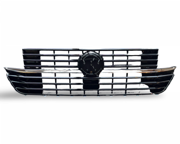 Kühlergrill mit Logohalter + Stoßstangenblenden für Volkswagen T6.1 ab 2019 Hochglanz schwarz