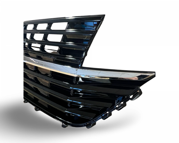 Kühlergrill mit Logohalter + Stoßstangenblenden für Volkswagen T6.1 ab 2019 Hochglanz schwarz