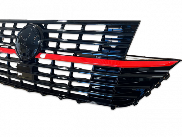 Upgrade Design Kühlergrill für Volkswagen T6.1 ab 2019 Hochglanz schwarz / rot