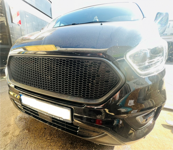 Upgrade Sportgrill / Kühlergrill für Ford Transit / Tourneo Custom 18-23 schwarz in Wabendesign