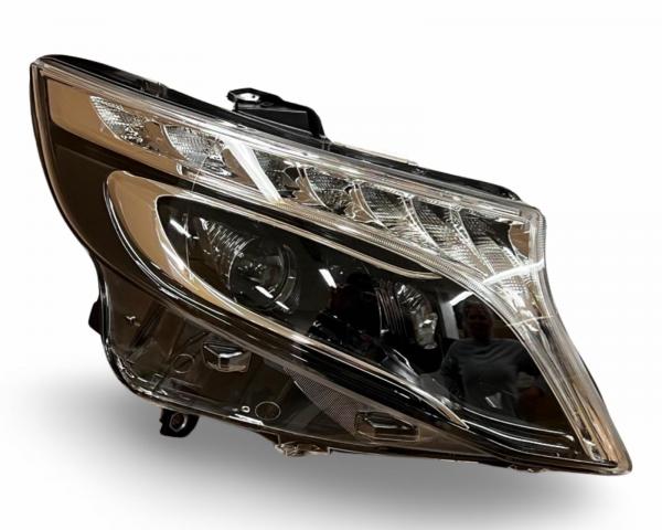 Sparpaket - VOLL LED Tagfahrlicht Scheinwerfer passend für Mercedes Benz V-Klasse / Vito W447 14-23 schwarz mit LED Blinker + LED Upgrade Design Rückleuchten passend für Mercedes Benz Vito W447 14-23 schwarz/klar dynamisch