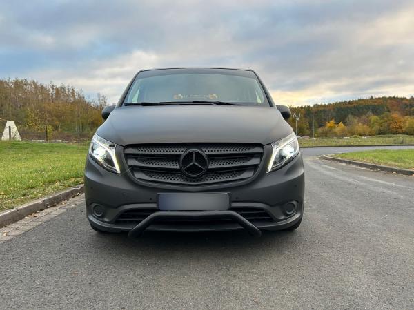 Sparpaket - VOLL LED Tagfahrlicht Scheinwerfer passend für Mercedes Benz V-Klasse / Vito W447 14-23 schwarz mit LED Blinker + LED Upgrade Design Rückleuchten passend für Mercedes Benz Vito W447 14-23 schwarz/klar dynamisch