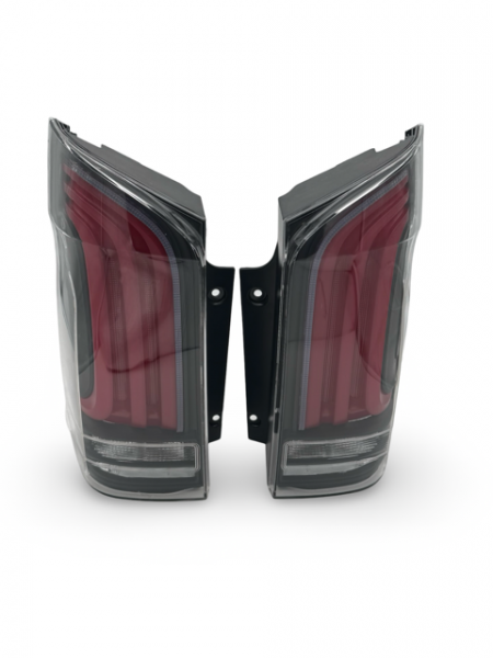 Sparpaket - VOLL LED Tagfahrlicht Scheinwerfer passend für Mercedes Benz V-Klasse / Vito W447 14-23 schwarz mit LED Blinker + LED Upgrade Design Rückleuchten passend für Mercedes Benz Vito W447 14-23 schwarz/klar dynamisch