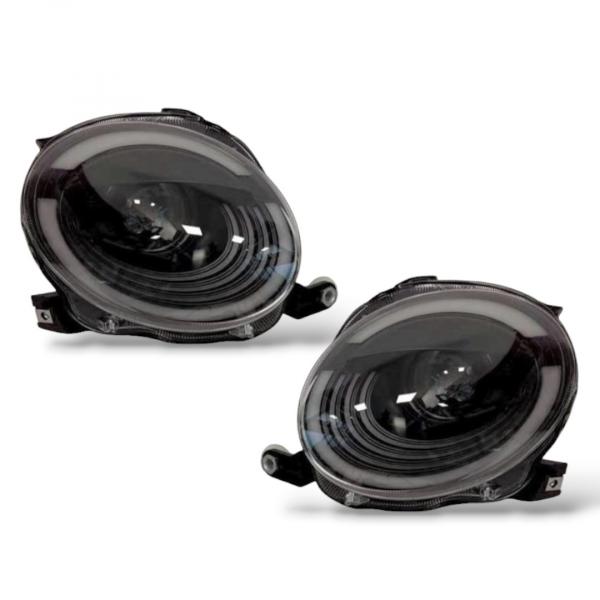 VOLL LED Upgrade Design Scheinwerfer Set passend für Fiat 500 07-24 schwarz (für werks. Halogen)