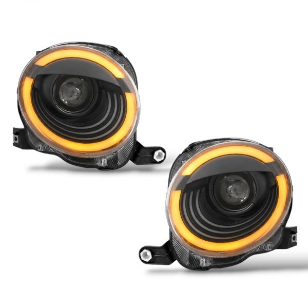 VOLL LED Upgrade Design Scheinwerfer Set passend für Fiat 500 07-24 schwarz (für werks. Halogen)