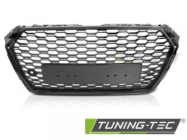 Upgrade "Plus" Sportgrill / Kühlergrill für Audi A4 B9 (8W) 15-19 Hochglanz schwarz in Wabendesign
