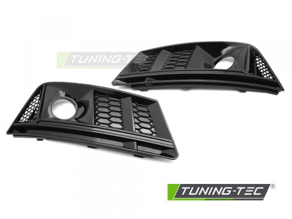 Upgrade "Plus" Nebelscheinwerferblenden / Lufteinlassblenden für Audi A4 B9 (8W) 15-19 Hochglanz schwarz in Wabendesign