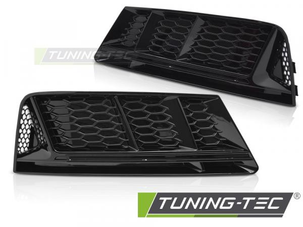 Upgrade "Plus" Nebelscheinwerferblenden / Lufteinlassblenden für Audi A4 B9 (8W) 15-19 Hochglanz schwarz in Wabendesign