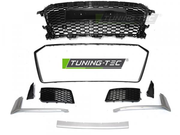 Upgrade Frontstoßstange Sport für Audi TT 8S 14-18 inkl. Zubehör in Hochglanz schwarz / Silber matt