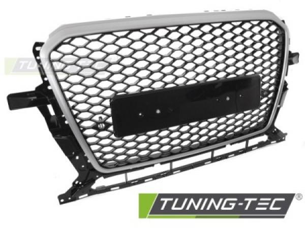 Upgrade Sportgrill / Kühlergrill passend für Audi Q5 8R Facelift 12-16 Hochglanz schwarz/Silber