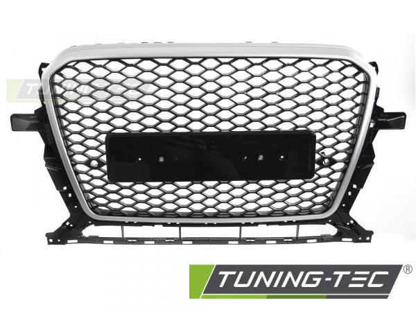 Upgrade Sportgrill / Kühlergrill passend für Audi Q5 8R Facelift 12-16 Hochglanz schwarz/Silber