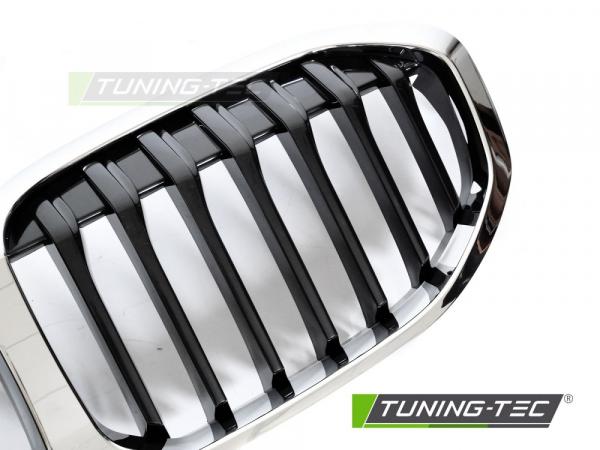 Upgrade Design Sportgrill passend für BMW 1er F40 19-24 Hochglanz schwarz / chrom
