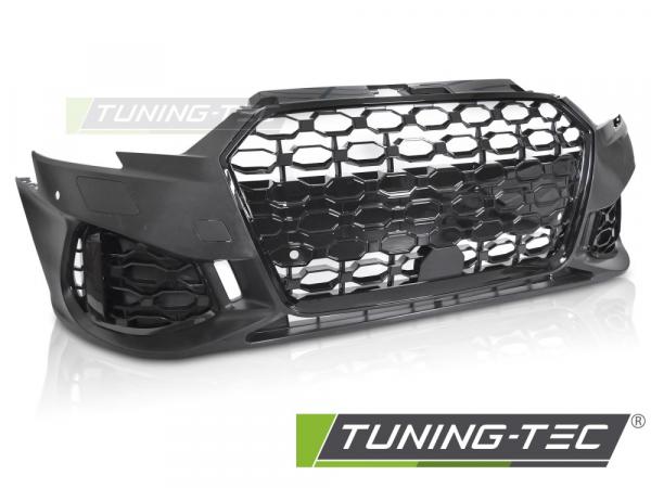Upgrade Sport Design Frontstoßstange passend für Audi A3 8V Sportback Facelift 17-20 inkl. Zubehör in Hochglanz schwarz mit PDC+ACC