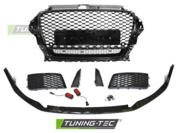 Upgrade Sport Design Frontstoßstange passend für Audi A3 8V Limousine 12-16 inkl. Zubehör in Hochglanz schwarz mit PDC