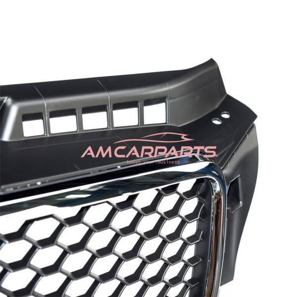 Upgrade Sportgrill / Kühlergrill für Audi A3 8P Facelift 08-12 Hochglanz Schwarz / Chrom in Wabendesign