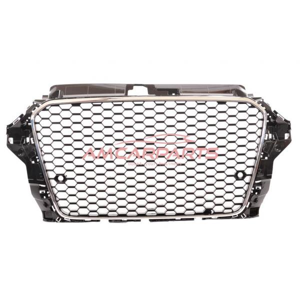 Upgrade Sportgrill / Kühlergrill für Audi A3 8V 12-16 Hochglanz Schwarz / Chrom in Wabendesign