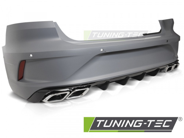 Upgrade Sport Design Heckstoßstange für VW Arteon 17-20 / 20+ Lim. Diffusor Hochglanz schwarz mit PDC und Endrohrblenden