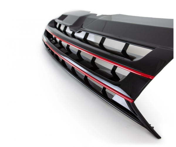 Upgrade Sportgrill / Kühlergrill ohne Emblem für Volkswagen T5 GP (Facelift) 10-15 schwarz/rot