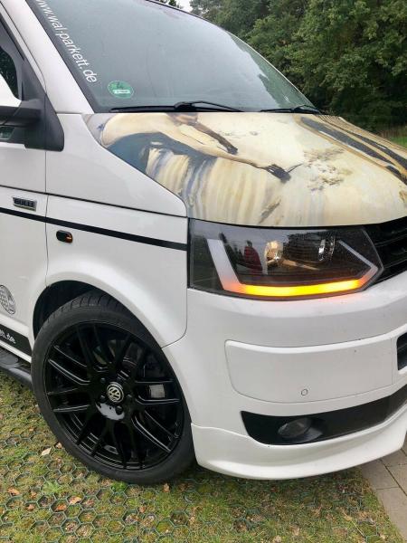 LED Tagfahrlicht Scheinwerfer für VW T5 GP (Facelift) 10-15 schwarz mit dynamischem LED Blinker