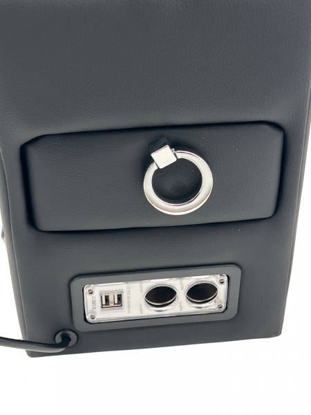 Chrom Edition Staufach Mittelkonsole Ablage für VW T5 GP (Facelift) 10-15 mit RGB Farbwechsel-LED Beleuchtung, USB und Induktions-Ladestation