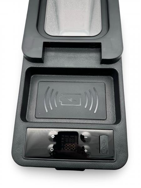 Upgrade+ "Freeze" Staufach Mittelkonsole Ablage für VW T5 03-09 mit Kühlfunktion, USB und Induktions-Ladung + App Steuerung