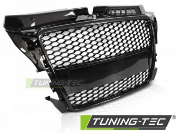 Upgrade Sportgrill / Kühlergrill für Audi A3 8P Facelift 08-12 Hochglanz schwarz in Wabendesign