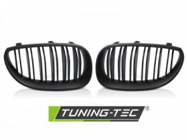 Upgrade Sportgrill / Kühlergrill Nieren für BMW 1er E87/E81/E82/E88 07-11 matt schwarz in Doppelsteg Design