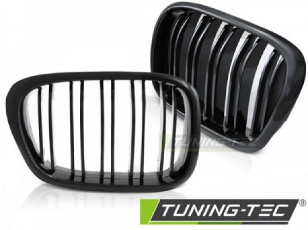 Upgrade Sportgrill Nieren für BMW 5er E39 Limo/Touring 95-03 Hochglanz schwarz in Doppelsteg Design