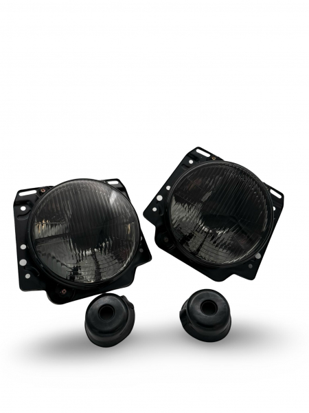 Upgrade Design geriffelte Scheinwerfer für VW Golf 2 83-91 smoke mit Fadenkreuz