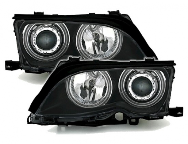 CCFL Angel Eyes Scheinwerfer für BMW 3er E46 Limo. / Touring 98-05 schwarz Set