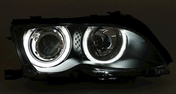 CCFL Angel Eyes Scheinwerfer für BMW 3er E46 Limo. / Touring 98-05 schwarz Set