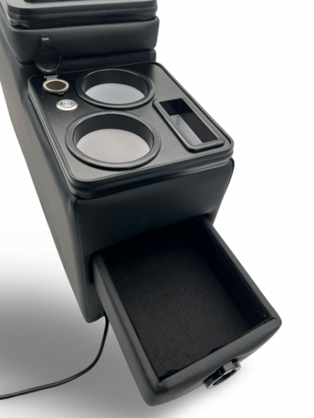 Upgrade Basic Blackline Staufach Mittelkonsole Ablage für VW T5.1 (GP) 10-15 mit LED Beleuchtung und USB