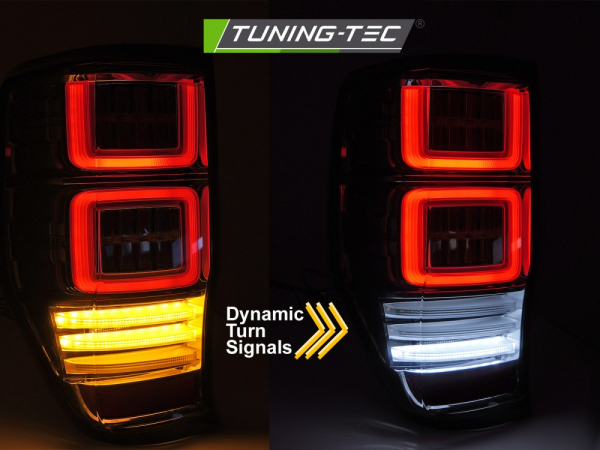 VOLL LED Upgrade Design Rückleuchten Set für Ford Ranger T6 / T7 12-18 schwarz/rauch mit dyn. Blinker