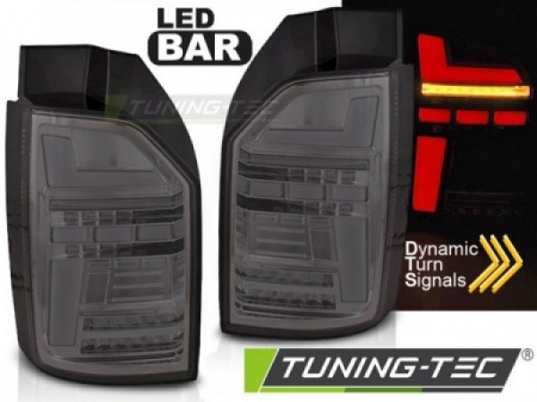 Voll LED Lightbar Design Rückleuchten für VW T6 15-19 und T6.1 20+ chrom/rauch mit dynamischen Blinker (für Heckklappe)